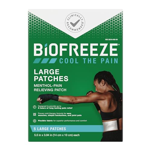 Biofreeze Menthol Pain Relieving Patches (5 Patches Per Box) Up To 8 Hours Of Pain Relief From Sore Muscles, Arthritis, Backaches, Spains, Bruises, Strains And Joint Pain (Package May Vary) Biofreeze uk supplements