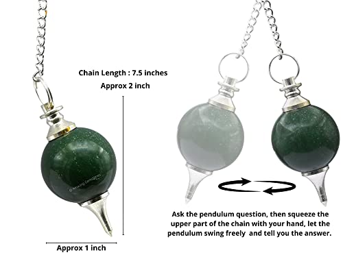 Green Aventurine Crystal Ball Pendulum for Divination - Dowsing Pendulum Necklace with Chain Amazing Gemstone uk supplements