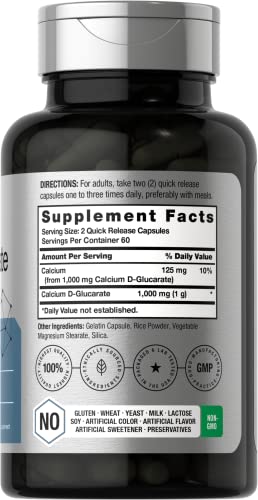 Calcium D-Glucarate 1000mg | 120 Capsules | Non-GMO, Gluten Free Supplement Horbäach uk supplements