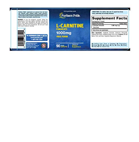 Puritan's Pride L-Carnitine Fumarate 1000 mg-90 Caplets Puritan's Pride uk supplements
