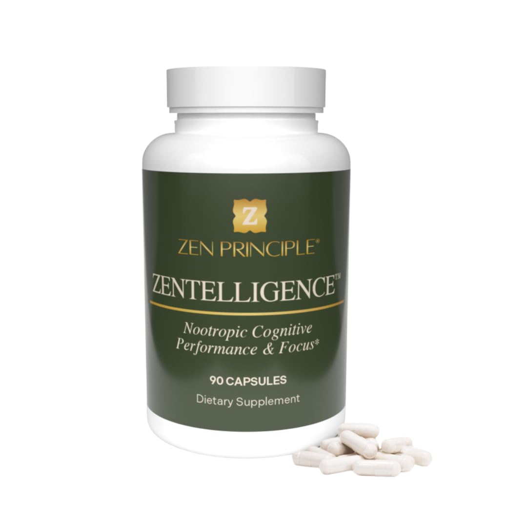 Zen Principle Zentelligence™ Focus Nootropic Supplement for Students & Professionals | Energy, Memory & Stress Support | Jitter-Free Formula with L-Theanine, Ginkgo Biloba, Huperzine A. 90 Capsules Zen Principle uk supplements