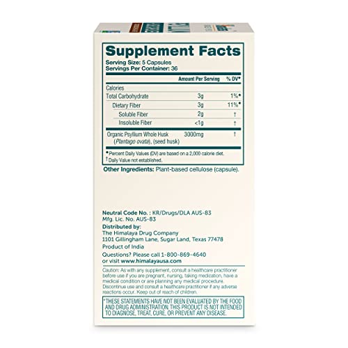 Himalaya Psyllium Husk Capsules, Natural Daily Fiber Supplement, Regularity, Constipation Himalaya uk supplements