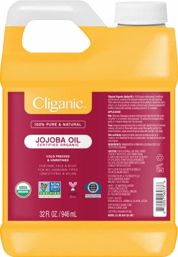 Cliganic Organic Jojoba Oil Bulk 32oz, 100% Pure Cliganic uk supplements
