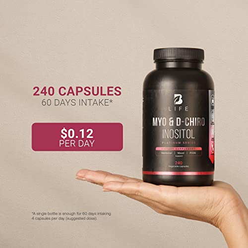 Myo-Inositol & D-Chiro Inositol by B Life - 240 Capsules | Made in USA | 40:1 Ratio B Life Company uk supplements