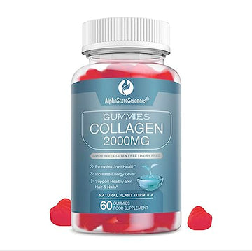 **New**Advanced Collagen Gummies 2000mg - Promote Skin Elasticity, Hair Growth, and Joint Health - Delicious Berry AlphaStateSciences uk supplements