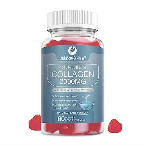 **New**Advanced Collagen Gummies 2000mg - Promote Skin Elasticity, Hair Growth, and Joint Health - Delicious Berry AlphaStateSciences uk supplements