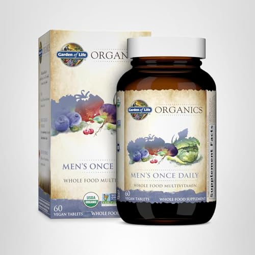 Garden of Life Once Daily Whole Food Multivitamin for Men, Organic Mens Vitamins & Minerals, Vitamin C, Zinc, Vegan, for Health & Well-Being, 60 Tablets Garden of Life uk supplements