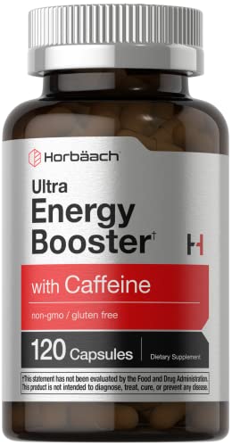 Ultra Energy Supplement | 120 Capsule Pills | with Caffeine & Vitamin B12 | Daily Energy Booster Horbäach uk supplements