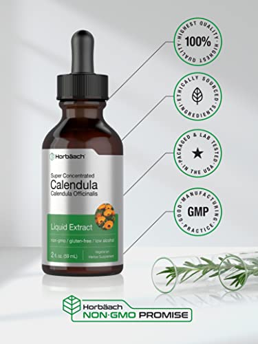 Calendula Extract Tincture | 2 fl oz | Vegetarian, Non-GMO, Gluten Free Liquid Supplement Horbäach uk supplements