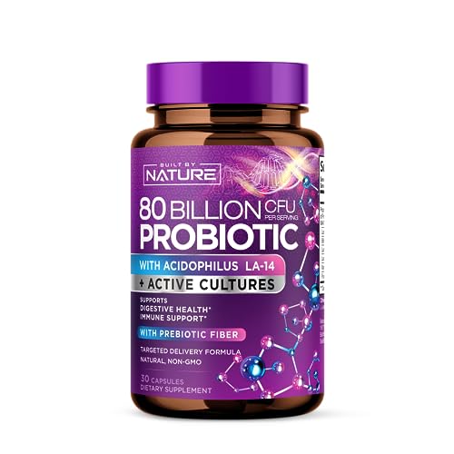 80 Billion CFU Probiotic - Daily Digestive Gut Health Supplement for Men & Women Built by Nature uk supplements