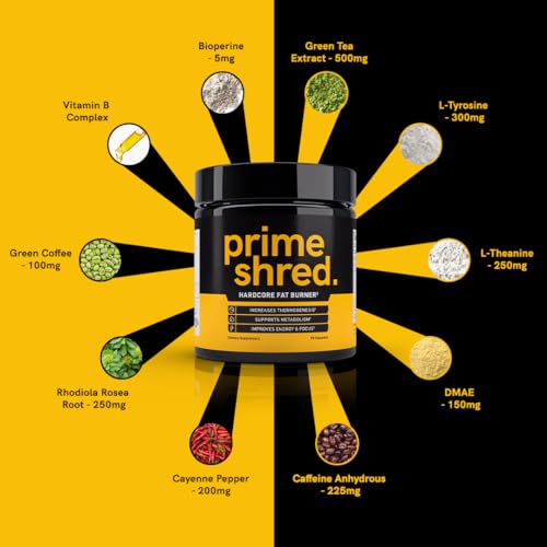 PrimeShred Fat Burner Pills for Men, Triple Action Weight Loss Supplement with Caffeine PrimeShred uk supplements
