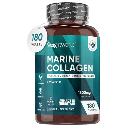 Hydrolysed Marine Collagen Tablets 1800mg - Collagen Supplements for Skin, Hair, and Slumber- for Men & Women WeightWorld uk supplements