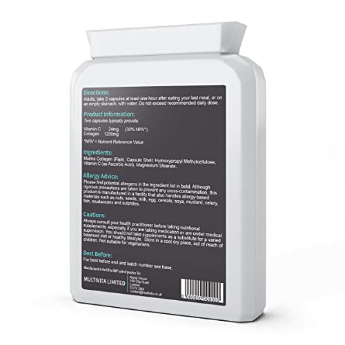 Marine Collagen Capsules - 1200mg Daily Serving Multivita uk supplements