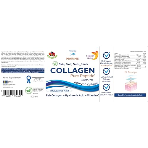 Swedish Nutra Liquid Marine Collagen - Sugar Free Berry Flavour | Minimize Fine Lines, Wrinkles & Improve Skin Elasticity Swedish Nutra uk supplements