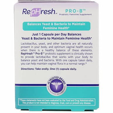 RepHresh Pro-B Vaginal Probiotic Feminine Supplement One Bottle 30 Count Rephresh uk supplements
