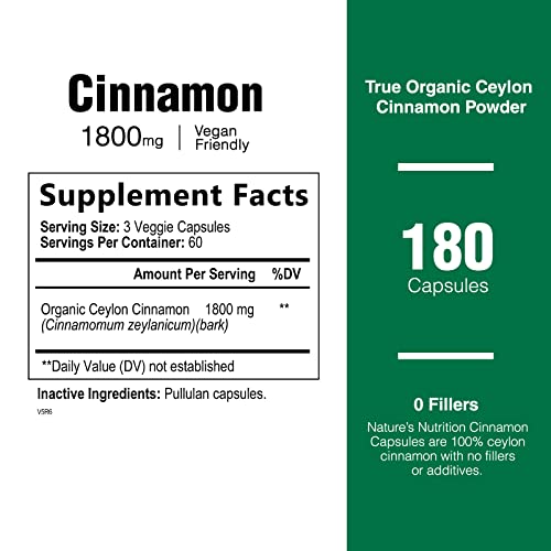 Pure Ceylon Cinnamon Capsules - Certified Organic Cinnamon Pills, Non-GMO, Dairy & Gluten Health Nutrition Naturals uk supplements