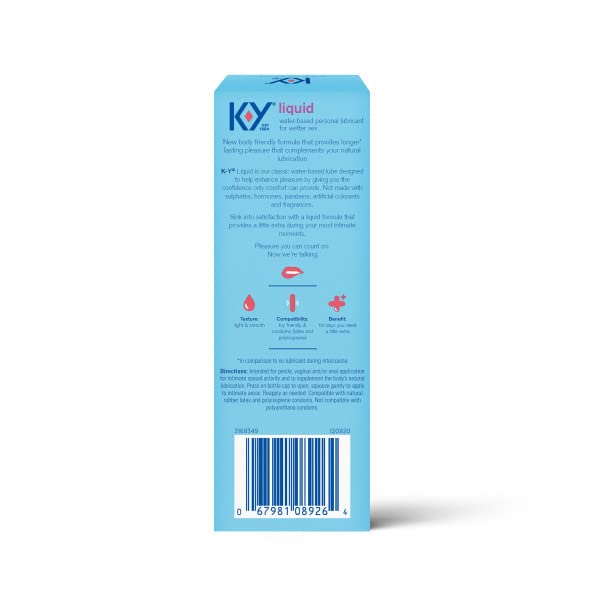 K-Y Liquid Personal Lubricant, Natural Feeling Water Based Lube For Women, Men & Couples K-Y uk supplements