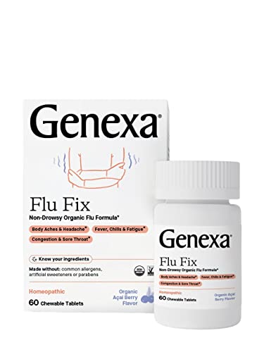 Genexa Flu Fix - 60 Tablets - Multi-Symptom Flu Remedy - Organic, Gluten Free & Non-GMO - Homeopathic Genexa uk supplements