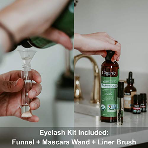 Cliganic Organic Castor Oil, 100% Pure (2oz with Eyelash Kit) - For Eyelashes, Eyebrows, Hair & Skin Cliganic uk supplements