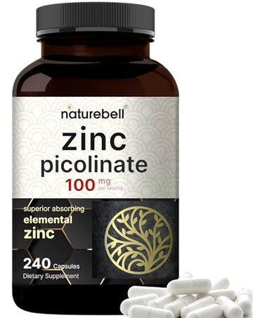 High Potency Zinc Picolinate 100mg - 240 Capsules, Bioavailable Form of Zinc NatureBell uk supplements