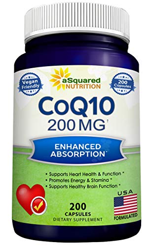 aSquared Nutrition CoQ10 (200 Capsules and 200mg) - High Absorption Vegan CO Q-10 aSquared Nutrition uk supplements