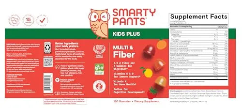 SmartyPants Kids Multivitamin & Fiber Gummies: Prebiotic Fiber to Support Kids Digestion with Vitamin D3, C, Vitamin B12, B6, A, Zinc SmartyPants uk supplements