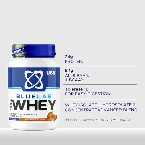 USN Blue Lab Whey Protein Powder: Chocolate Caramel - Whey Protein 2kg - Post-Workout USN uk supplements