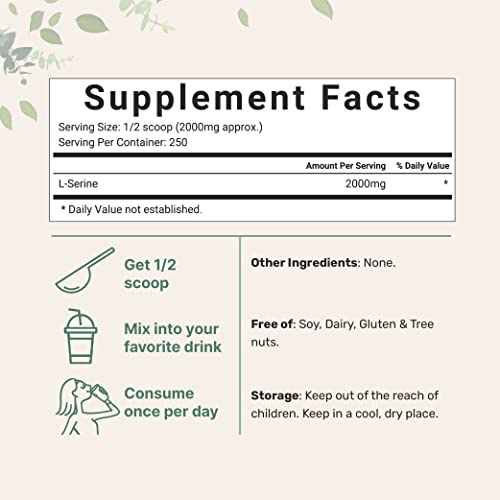 Pure L Serine Powder, 500 Grams (250 Day Supply), Filler Free, Supports Production Micro Ingredients uk supplements