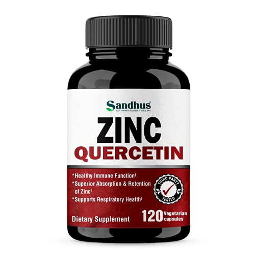 Sandhu's Zinc Quercetin 120 Vegetarian Capsules – Zinc Supplements for Antioxidant Sandhu's uk supplements