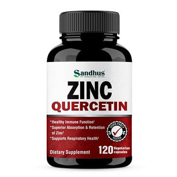 Sandhu's Zinc Quercetin 120 Vegetarian Capsules – Zinc Supplements for Antioxidant Sandhu's uk supplements