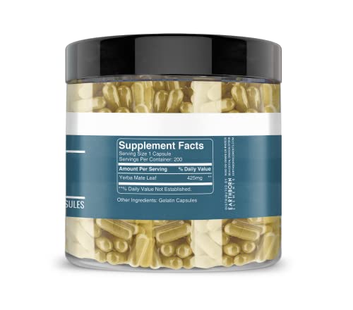 Earthborn Elements Yerba Mate Leaf 200 Capsules, Pure & Undiluted, No Additives Earthborn Elements uk supplements
