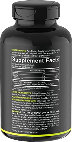 Sports Research Keto MCT Oil Capsules derived from Coconut Oil | Keto Fuel for The Brain Sports Research uk supplements