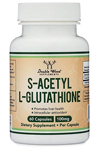 S-Acetyl L-Glutathione Capsules - 100mg, Manufactured and Tested in The USA, 60 Count Double Wood Supplements uk supplements
