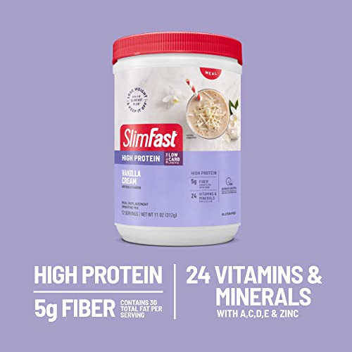 SlimFast Meal Replacement Smoothie Mix, 24 Servings, High Protein, Vanilla Cream, 20g SlimFast uk supplements
