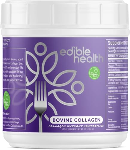 Premium Collagen Powder. Types 1 and 3, Protein Peptides, 18 Amino Acids. 400g. Edible Health uk supplements