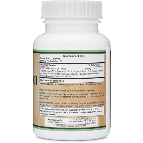 Citrus Bergamot Supplement - Only Patented, Clinically Proven Bergamot Extract - 1,000mg Double Wood Supplements uk supplements