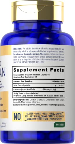 Carlyle Chitosan Supplement 1200mg | 120 Quick Release Capsules | Non-GMO Carlyle uk supplements