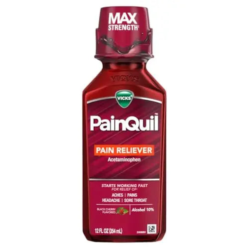 Vicks PainQuil Pain Relief Acetaminophen 1000mg Max Strength‡ Adult Pain Reliever Liquid 12oz, Backache Headache Relief, 1 Daytime Pain Reliever Vicks uk supplements