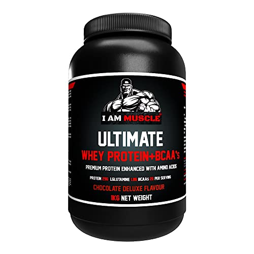 Ultimate Whey Protein + BCAA’s Powder, Premium High Protein Isolate, Enhance Lean Muscle Mass and Recovery, 1kg I AM MUSCLE uk supplements