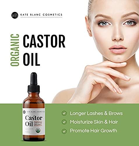 Kate Blanc Cosmetics Castor Oil (2oz), USDA Certified Organic, 100% Pure, Cold Pressed Kate Blanc Cosmetics uk supplements