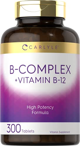 Carlyle B Complex Vitamin with B12 | 300 Tablets | High Potency Formula | Vegetarian Carlyle uk supplements