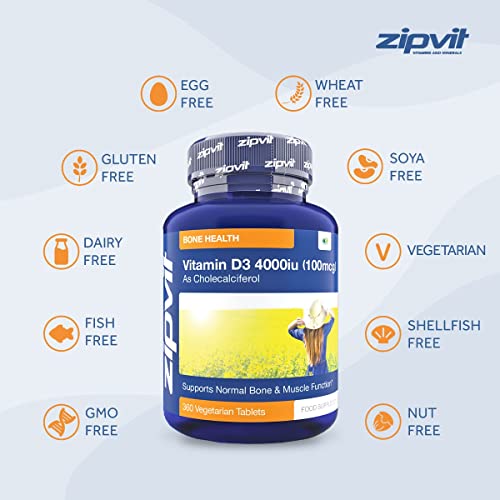 Vitamin D 4000iu 360 Micro Tablets. Vegetarian Society Approved. 12 Months Supply Zipvit uk supplements