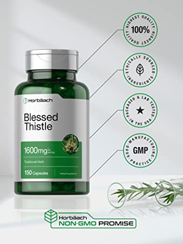 Blessed Thistle Capsules 1600 mg | 150 Count | Max Potency | Non-GMO, Gluten Free Horbäach uk supplements