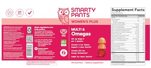 SmartyPants Women's Multivitamin Gummies - Improved Formula: Omega 3 (DHA/EPA), Methylfolate, CoQ10, Vitamin D3, C, Vitamin B12, B6, A, K & Zinc SmartyPants uk supplements