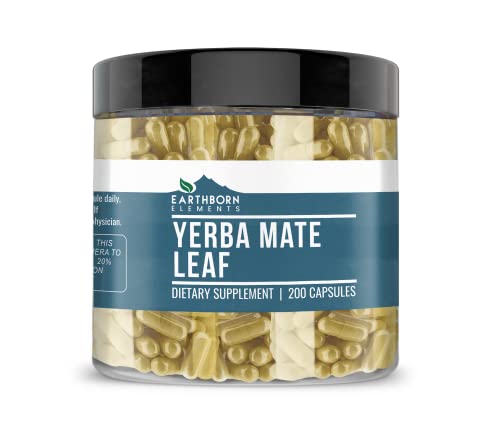 Earthborn Elements Yerba Mate Leaf 200 Capsules, Pure & Undiluted, No Additives Earthborn Elements uk supplements