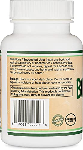 Boric Acid Vaginal Suppositories (600mg, 60 Count) Supports Vaginal pH Balance, Odor Control Double Wood Supplements uk supplements