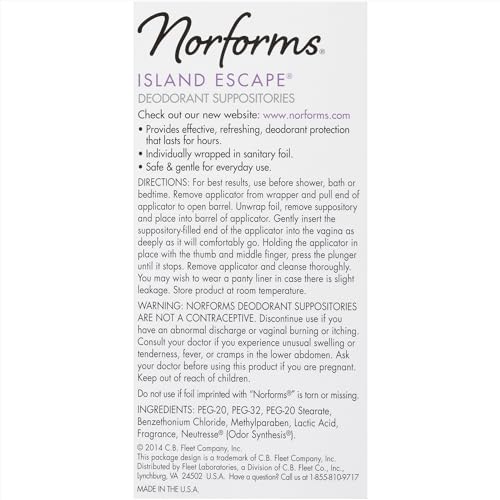 Norforms Feminine Deodorant Suppositories, Long Lasting Odor Control, Tropical Splash Scent Norforms uk supplements