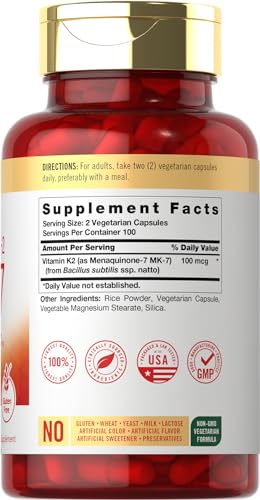 Carlyle Vitamin K2 MK7 100mcg | 200 Vegan Capsules | Menaquinone-7 Supplement Carlyle uk supplements