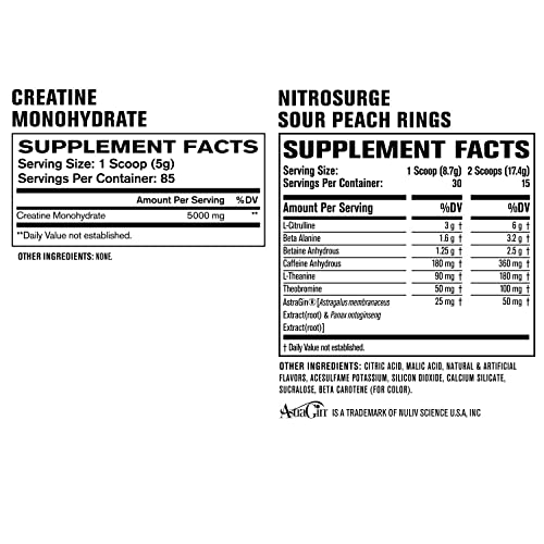 Jacked Factory Nitrosurge Pre-Workout in Sour Peach Rings & Creatine Monohydrate Jacked Factory uk supplements