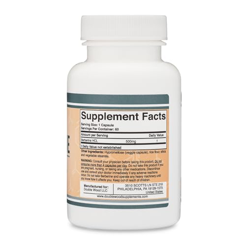 Berberine Supplement 500mg, 60 Capsules (Third Party Tested, Manufactured in The USA Double Wood Supplements uk supplements